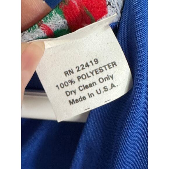 Vintage 80s Dynasty Cobalt Blue Dress Size 10 Draped Midi Length Sexy Party - Picture 3 of 12